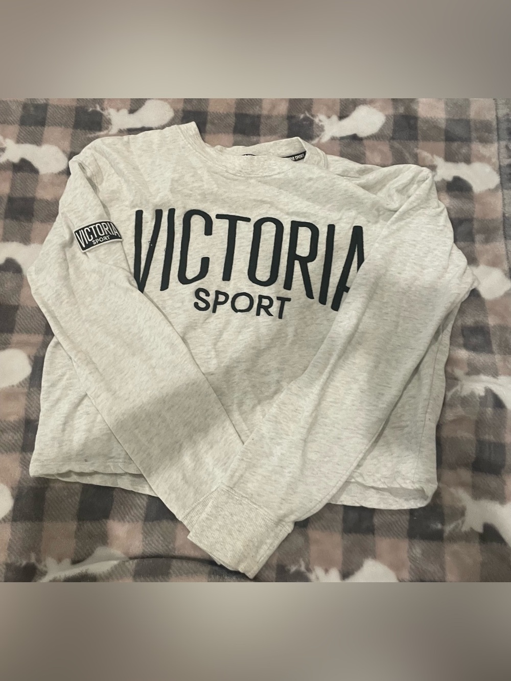 🐨3for$20🐨PINK Victoria's Secret Light Gray 'Victoria Sport' Cropped Sweatshirt